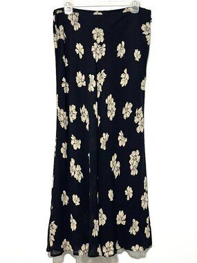 Ann Taylor Womens Vintage Y2K 90s Bias Maxi Skirt 14 Dark Cottagecore Floral